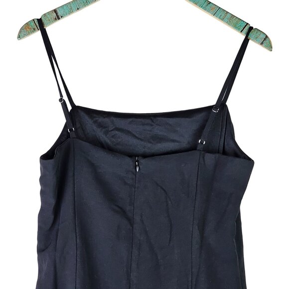 Glam Women's Ruffle Drop Waist Flowy Square Neck Little Black Dress LBD Mini, M - Picture 6 of 8